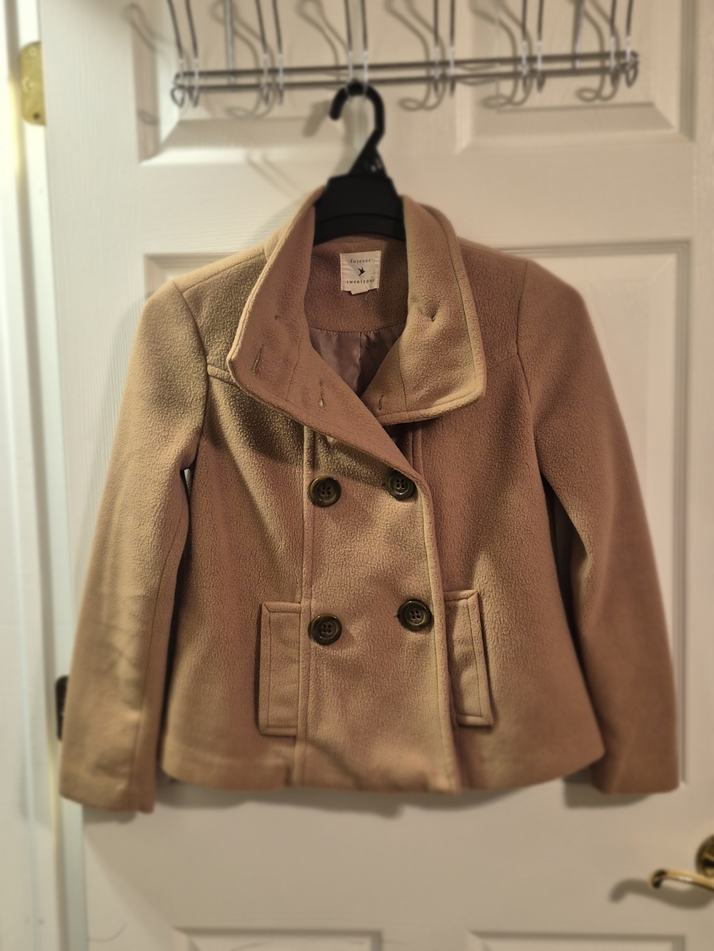 Forever 21 Tan Double-Breasted Peacoat